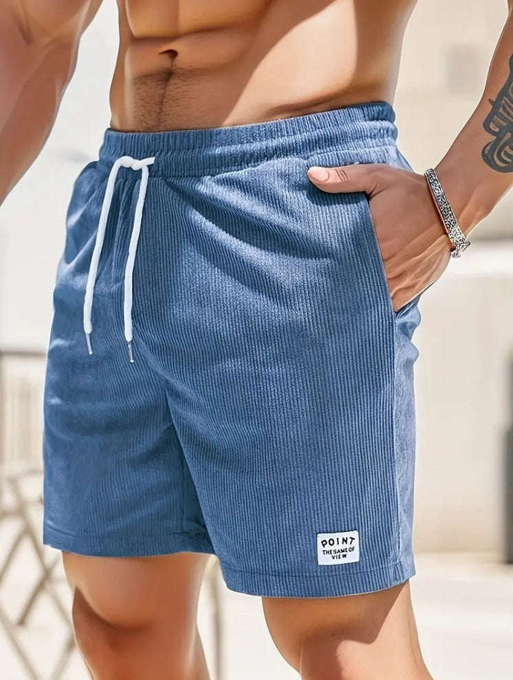 Men’s Summer Corduroy Lace-Up Drawstring Sports Shorts