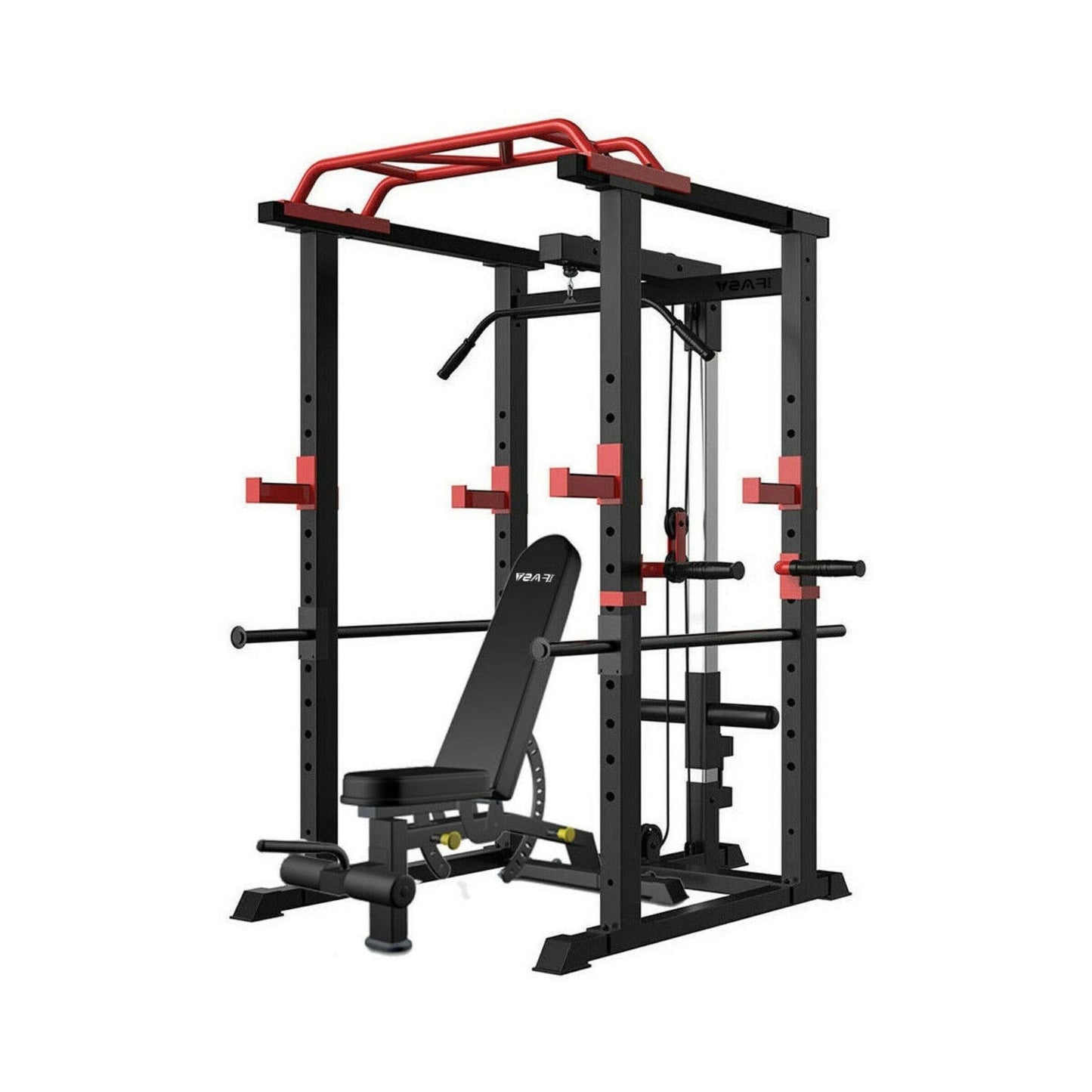 1000LBS Multi-Functional Barbell Rack Squat Power Cage With Weight Bench (SAK35822)