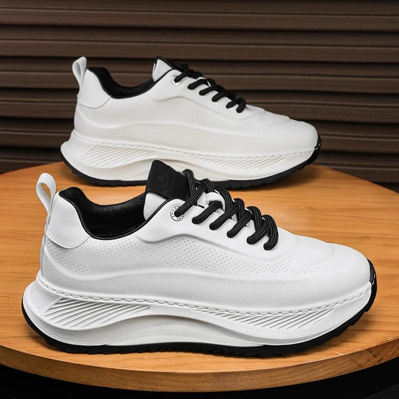 Men’s Thick-Soled Breathable Lace-Up Casual Sneakers