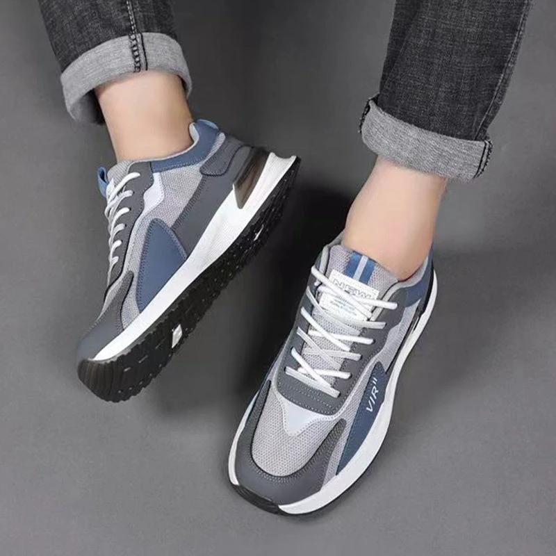 Men’s Color Block Mesh Lace-Up Running Sneakers