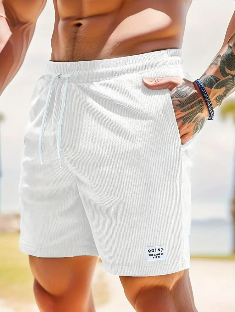 Men’s Summer Corduroy Lace-Up Drawstring Sports Shorts