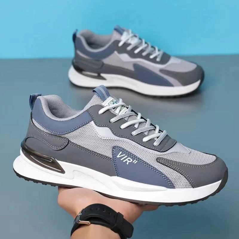 Men’s Color Block Mesh Lace-Up Running Sneakers