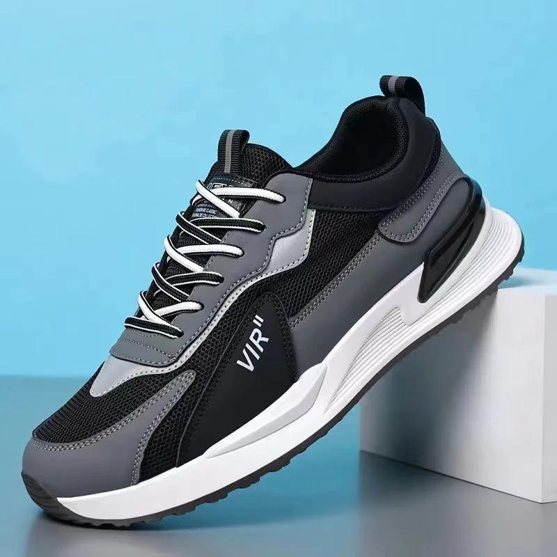 Men’s Color Block Mesh Lace-Up Running Sneakers