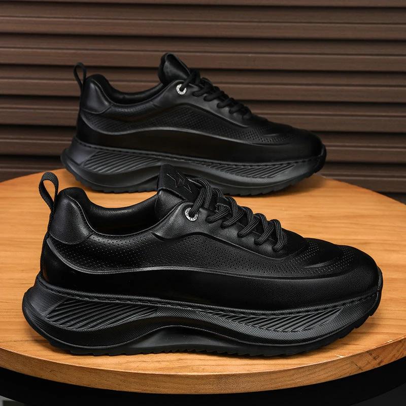 Men’s Thick-Soled Breathable Lace-Up Casual Sneakers