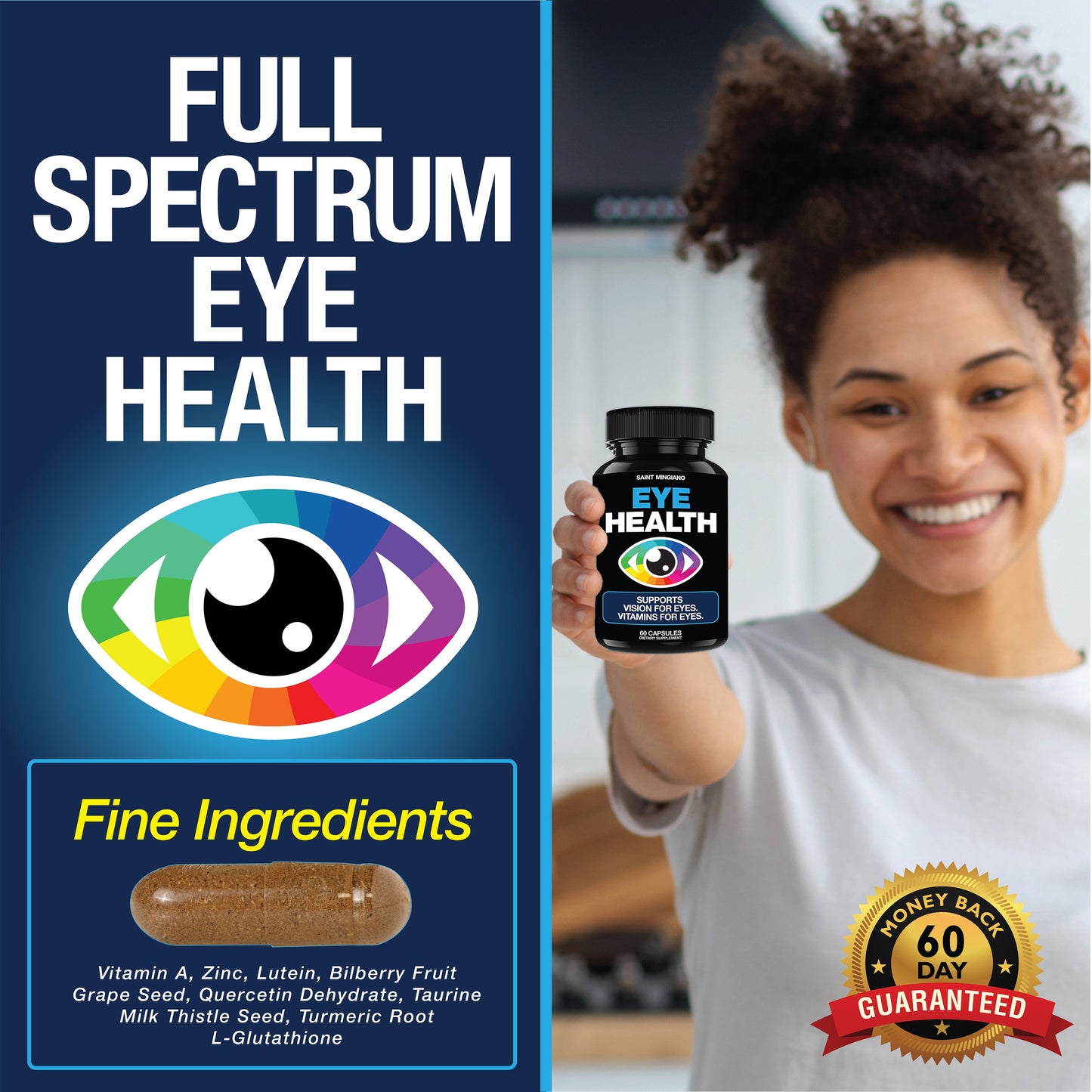 Eye Health & Vision Vitamins Supplement 60 Capsules