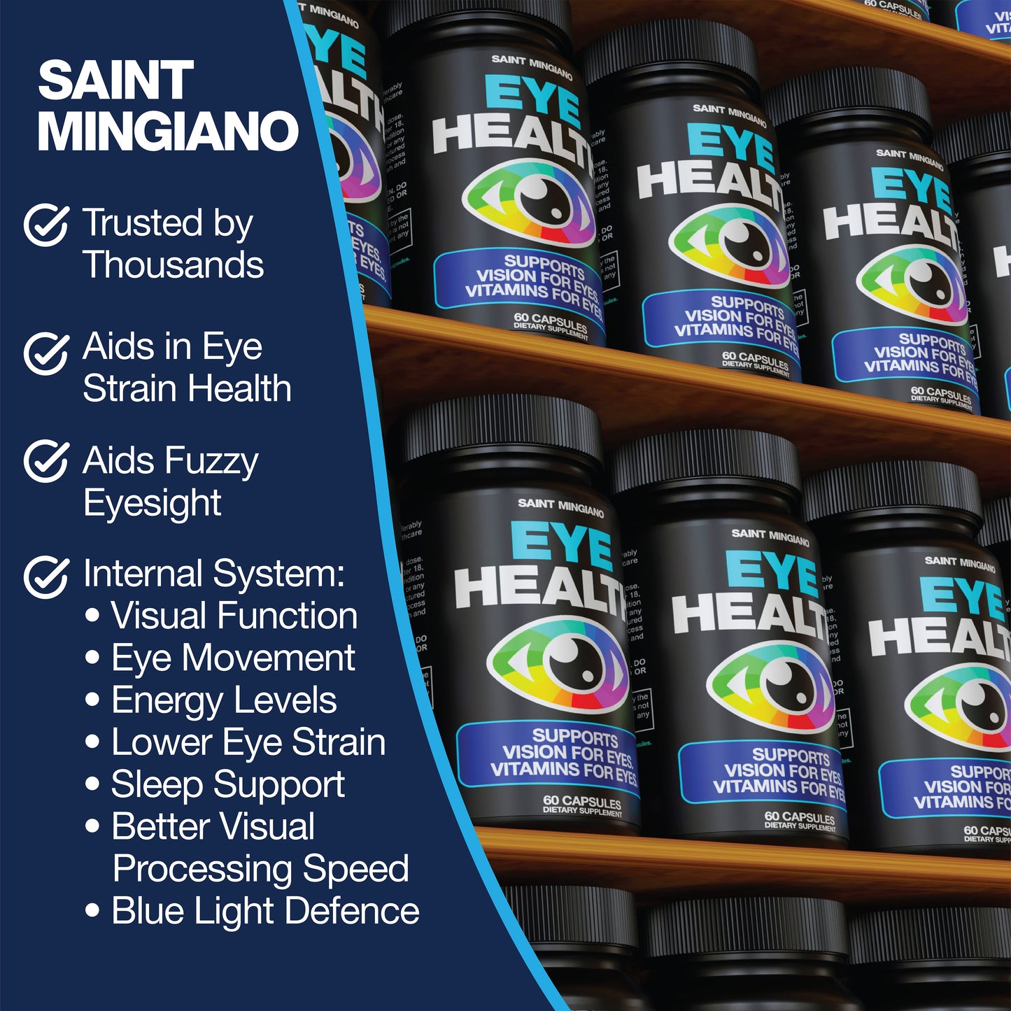 Eye Health & Vision Vitamins Supplement 60 Capsules