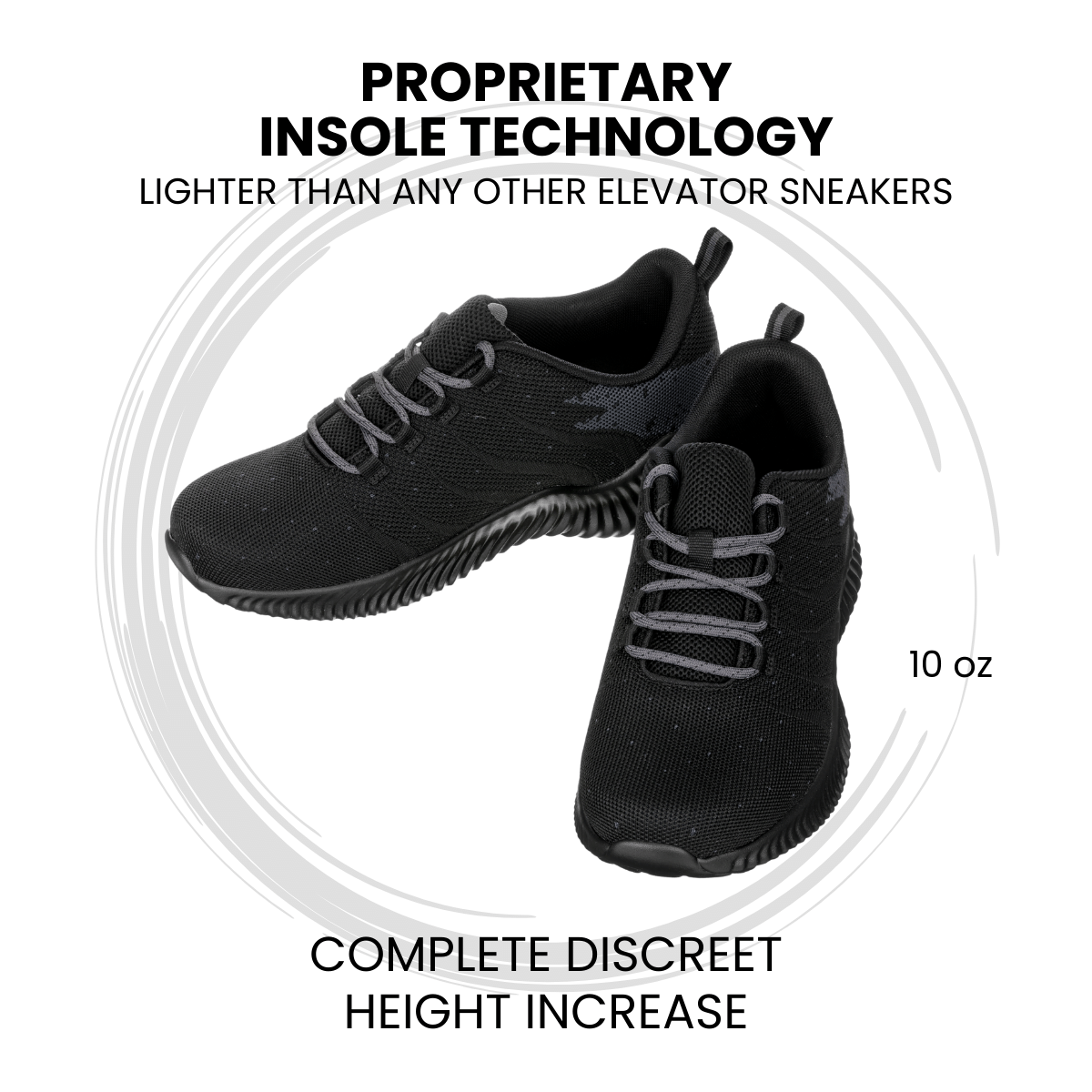 Q216 Ultra Lightweight Height Increasing Sneakers Black Grey