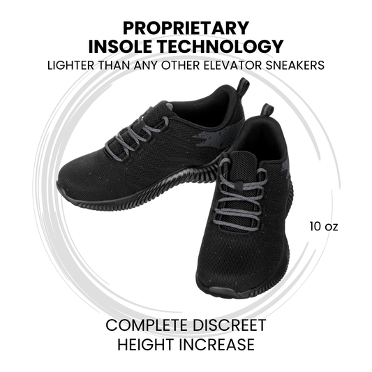 Q216 Ultra Lightweight Height Increasing Sneakers Black Grey
