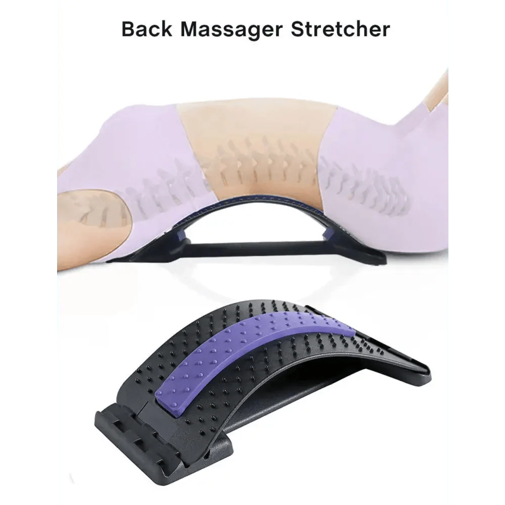 Black Purple Back Stretching Device Muscle Back Massage Relax Stretcher Posture Therapy Back Stretch Spine Pain Relief Stretcher Support Lower And Upper Muscle Pain Relief