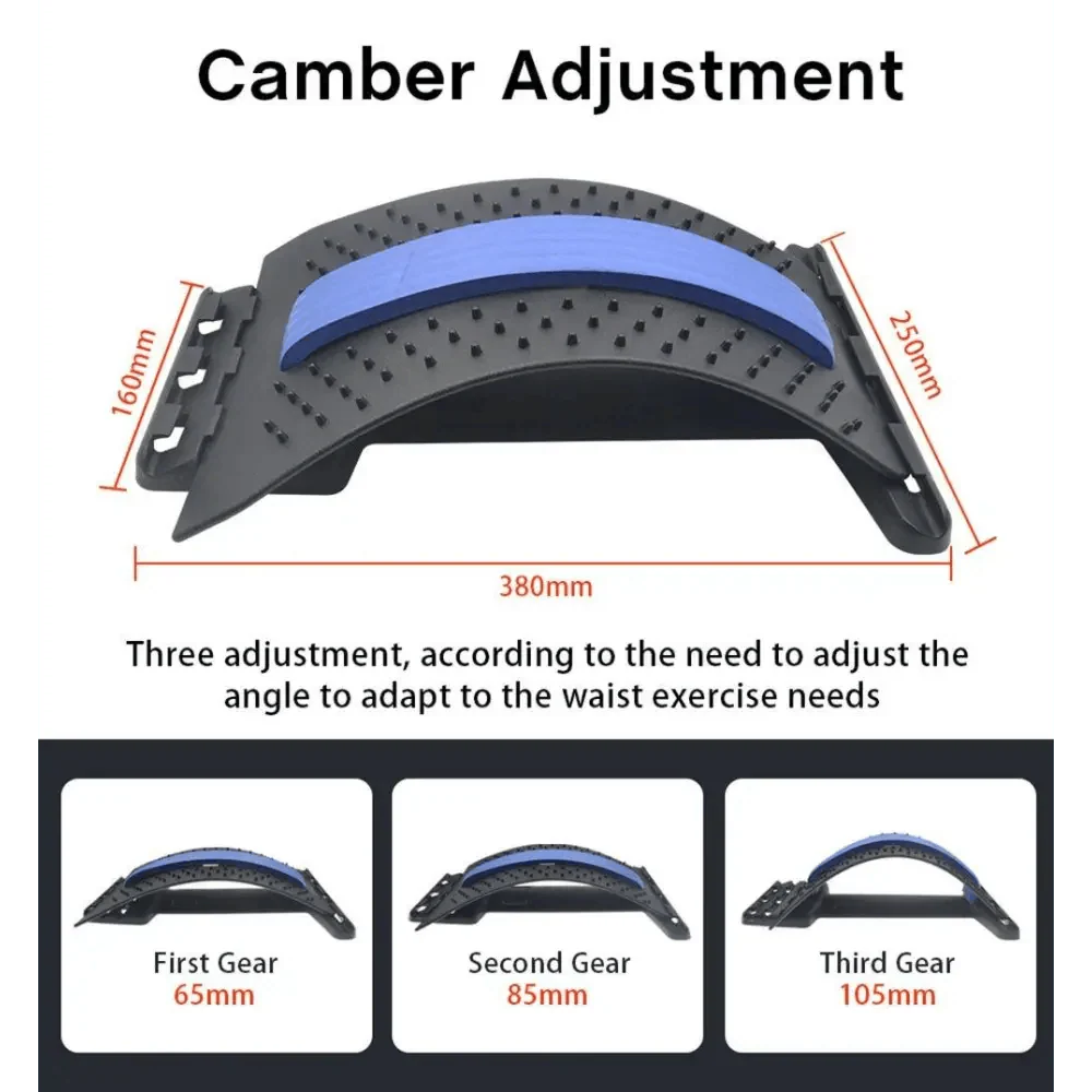 Black Purple Back Stretching Device Muscle Back Massage Relax Stretcher Posture Therapy Back Stretch Spine Pain Relief Stretcher Support Lower And Upper Muscle Pain Relief