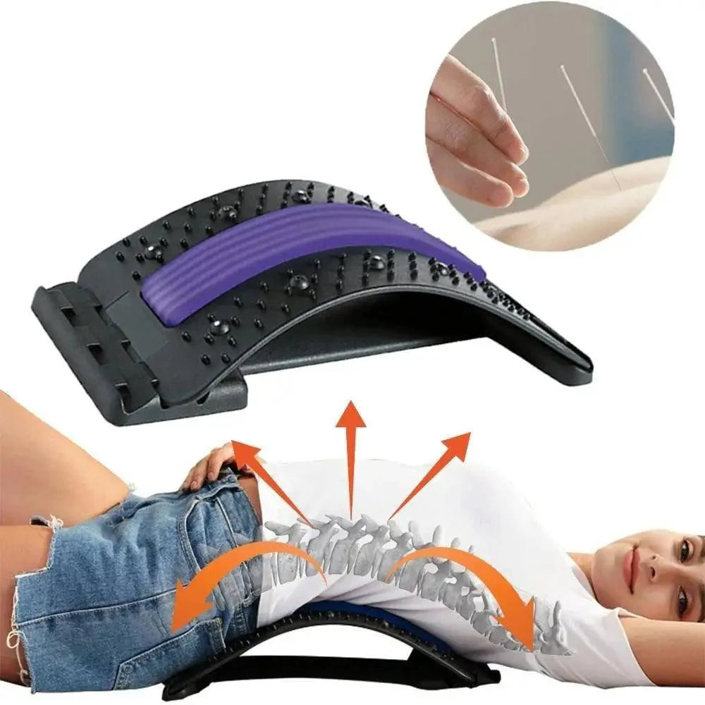 Black Purple Back Stretching Device Muscle Back Massage Relax Stretcher Posture Therapy Back Stretch Spine Pain Relief Stretcher Support Lower And Upper Muscle Pain Relief
