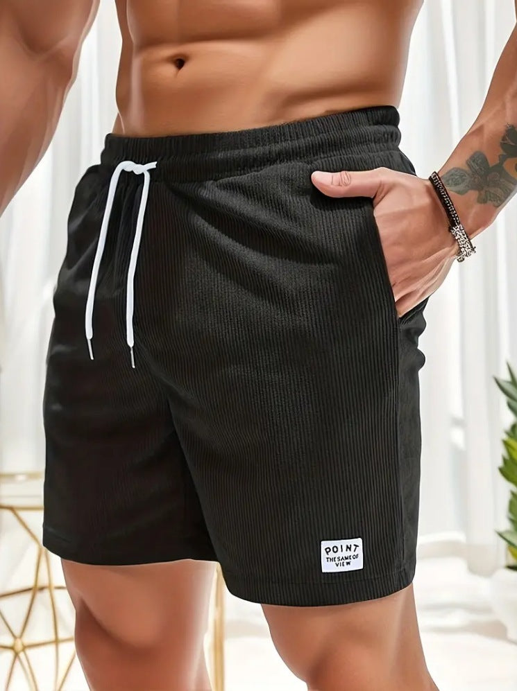 Men’s Summer Corduroy Lace-Up Drawstring Sports Shorts