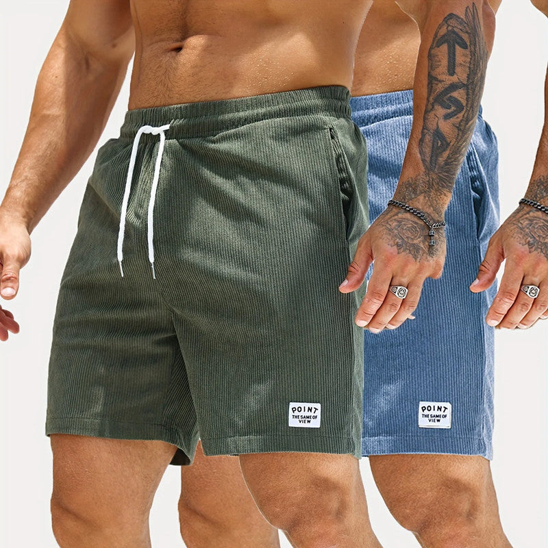 Men’s Summer Corduroy Lace-Up Drawstring Sports Shorts