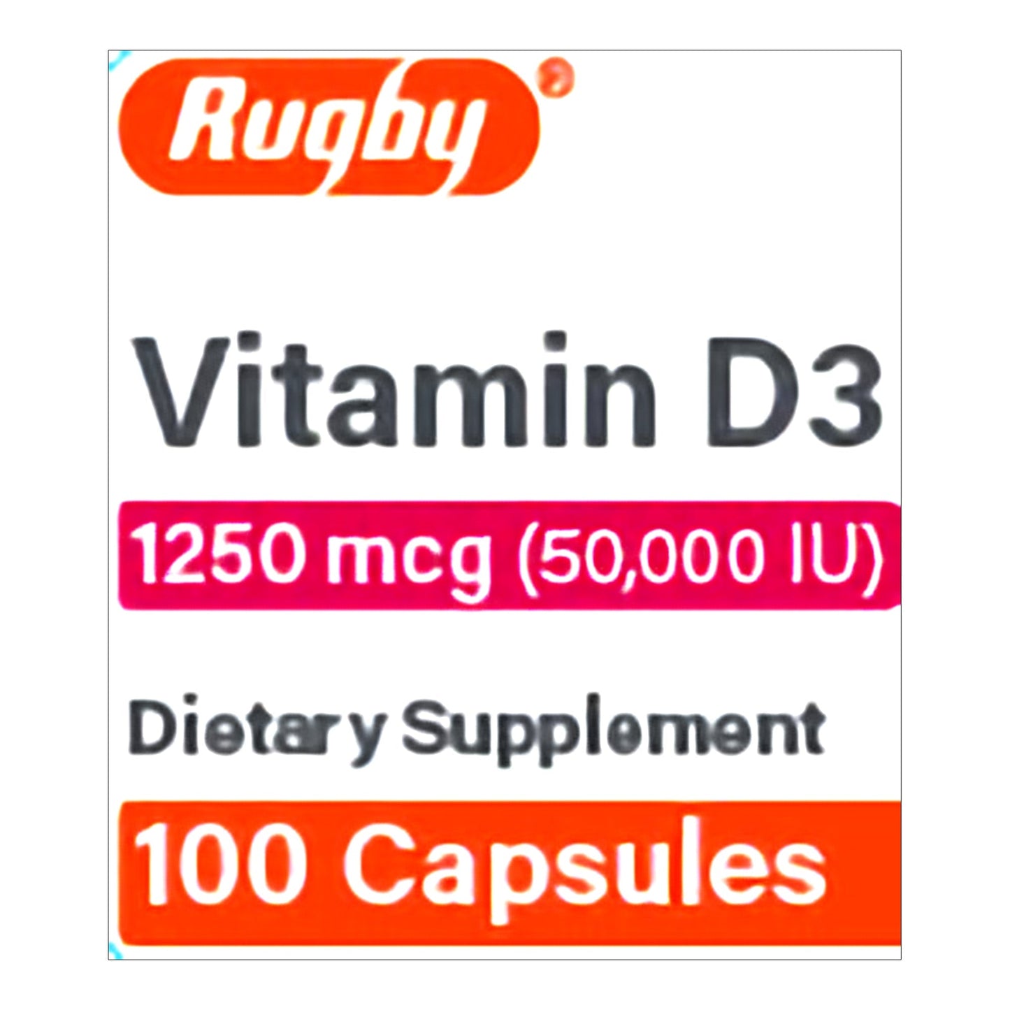 Rugby Vitamin D3 Supplement, 1250 mcg